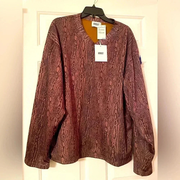 Krost Men’s V Neck Pullover Wood Grain Design Style Too Size XL NWT Brown - Picture 1 of 8